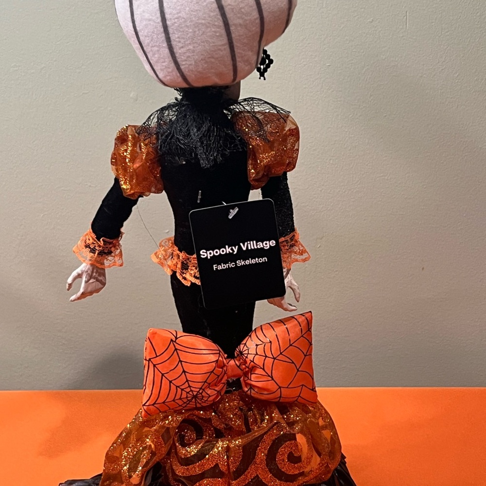 6/$25Festive Skeleton Figurine in Black and Orange - Picture 6 of 12